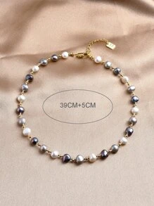 1 件 18K 镀金天然珍珠项链，适合女性、母亲节、情人节、婚礼、周年纪念、生日礼物 - 彩色 - 查看 4