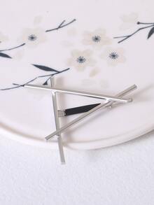 Triangle Decor Hair Clip - Silver - View 3