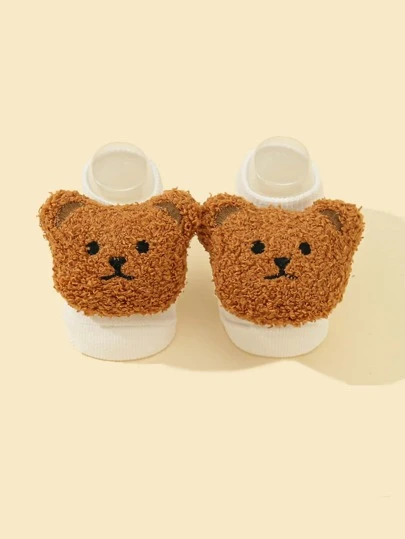 1雙嬰兒卡通熊裝飾襪子