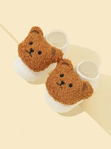 1雙嬰兒卡通熊裝飾襪子