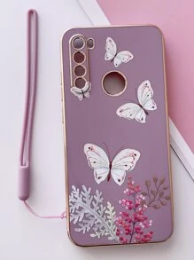 Purple Phone Case Valentines Butterfly Print Phone Case With Lanyard Waterproof Shockproof Anti-Fall Scratch Resistant - Multicolor - View 5