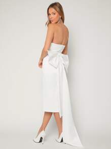 SHEIN Belle Solid Tube Wedding Dress - White - View 1
