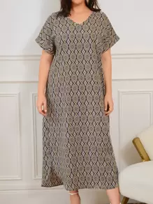 EMERY ROSE Đầm Plus Size Chia Hình học Boho - Nhiều màu - Xem 1