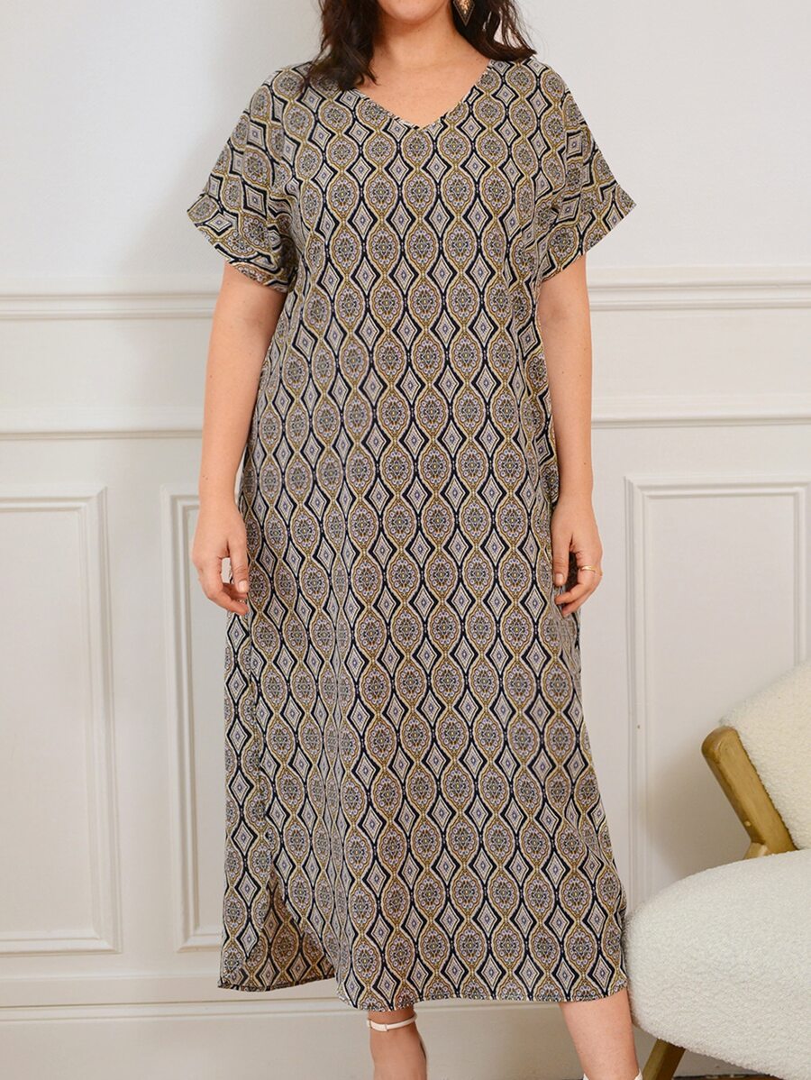 EMERY ROSE Đầm Plus Size Chia Hình học Boho - Nhiều màu - Xem 1