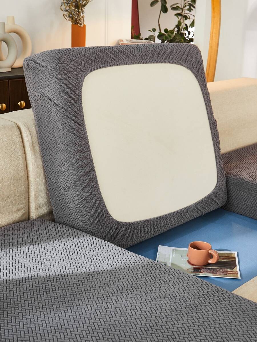 1 Đa Năng Sofa Đệm Co Giãn Màu Đơn Giản Ghế Đệm Bọc - Màu xám đen - Xem 1