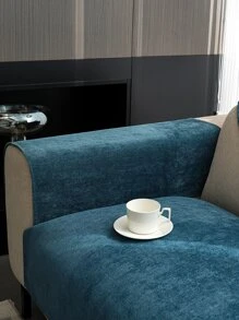 1 件加厚雪尼尔纯色沙发垫，简约风格宠物防脏防滑沙发巾，四季防猫抓沙发保护套可用于客厅 L 型组合沙发和 1/2/3/4 人座沙发（作为 出售） - 藍色 - 查看 5