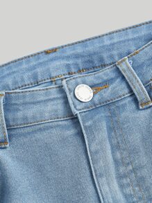 SHEIN Teen Girl Slant Pocket Ripped Jeans - Light Wash - View 3