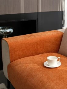 1 chiếc đệm ghế sofa nhung dày màu trơn, vỏ bọc ghế sofa chống bẩn và chống trượt cho thú cưng phong cách hiện đại, tấm bảo vệ ghế sofa chống trầy xước đa năng cho mọi mùa dành cho ghế sofa chữ L phòng khách và ghế sofa 1/2/3/4 chỗ ngồi - Màu Cam cháy - Xem 4