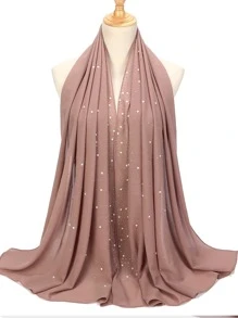 Party 1pc Women Faux Pearl Decor Fashionable Scarf For Daily Decoration Accessories Women - Red - View 15