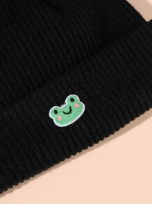 1 Miếng Ếch hoạt hình Thương hiệu Dệt kim Mũ len Với Đen Pom-pom Đối với phụ nữ - màu đen - Xem 3