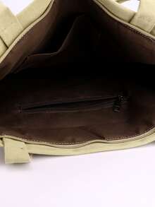 Colourblock Letter Graphic Shopper Bag - Khaki - View 5