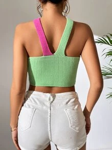 SHEIN Essnce Two Tone Crisscross Cut Out Knit Top - Multicolor - View 2