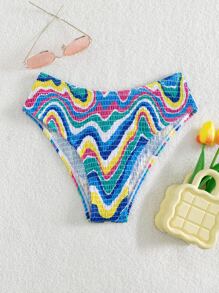 Marble Print Bikini Bottom - Multicolor - View 1