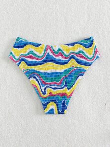 Marble Print Bikini Bottom - Multicolor - View 2