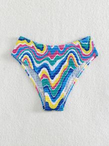 Marble Print Bikini Bottom - Multicolor - View 3