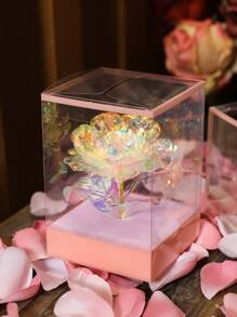 1个逼真的彩虹色皱纹纸花盒，可用作情人节、婚礼餐桌的中心装饰或母亲节礼物 - 彩色 - 查看 1