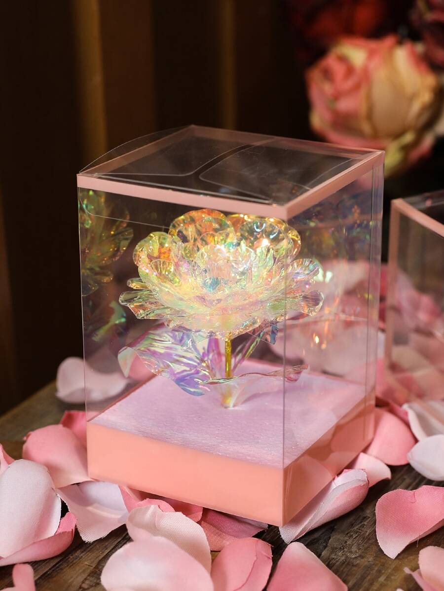 1个逼真的彩虹色皱纹纸花盒,可用作情人节、婚礼餐桌的中心装饰或母亲节礼物 - 彩色 - 查看 1