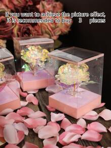 1个逼真的彩虹色皱纹纸花盒，可用作情人节、婚礼餐桌的中心装饰或母亲节礼物 - 彩色 - 查看 5