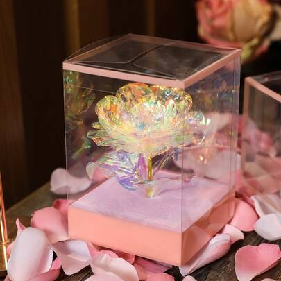 1 件逼真的彩虹色皱褶花盒，情人节、婚礼餐桌装饰，母亲节礼物