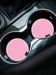 2pcs Rhinestone Decor Car Coaster - Multicolor - View 1