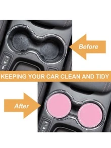 2pcs Rhinestone Decor Car Coaster - Multicolor - View 5