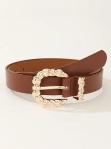 1pc Fashionable Women's Jeans Belt With Linen Rope And Needle Buckle Design - Coffee Brown - View 4