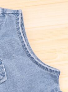 嬰兒翻蓋細節無袖牛仔裙帶配件包 - 中等水洗藍 - 查看 3