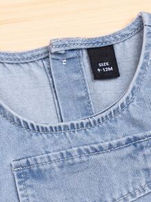 嬰兒翻蓋細節無袖牛仔裙帶配件包 - 中等水洗藍 - 查看 4