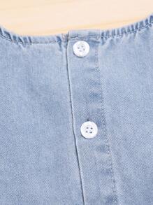 嬰兒翻蓋細節無袖牛仔裙帶配件包 - 中等水洗藍 - 查看 5