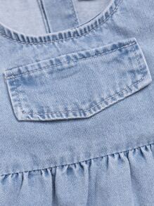 嬰兒翻蓋細節無袖牛仔裙帶配件包 - 中等水洗藍 - 查看 6