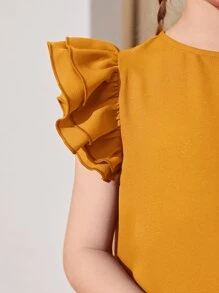 SHEIN 女孩蝴蝶袖直筒洋裝