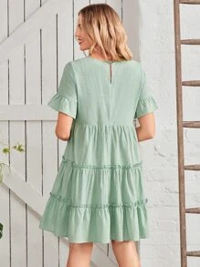 SHEIN VCAY 荷葉袖荷葉邊娃娃裙