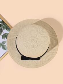 Sombrero de paja con diseño de lazo - Beis - Ver 2
