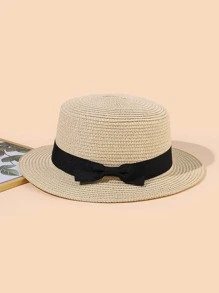 Sombrero de paja con diseño de lazo - Beis - Ver 3