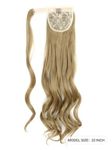 Long Curly Ponytail Synthetic Hair Extension - Maroon - View 2