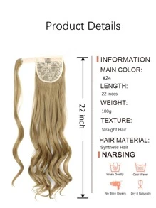 Long Curly Ponytail Synthetic Hair Extension - Maroon - View 4