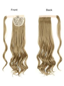 Long Curly Ponytail Synthetic Hair Extension - Maroon - View 6