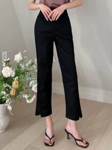 DAZY Solid Flare Leg Trousers - Black - View 4