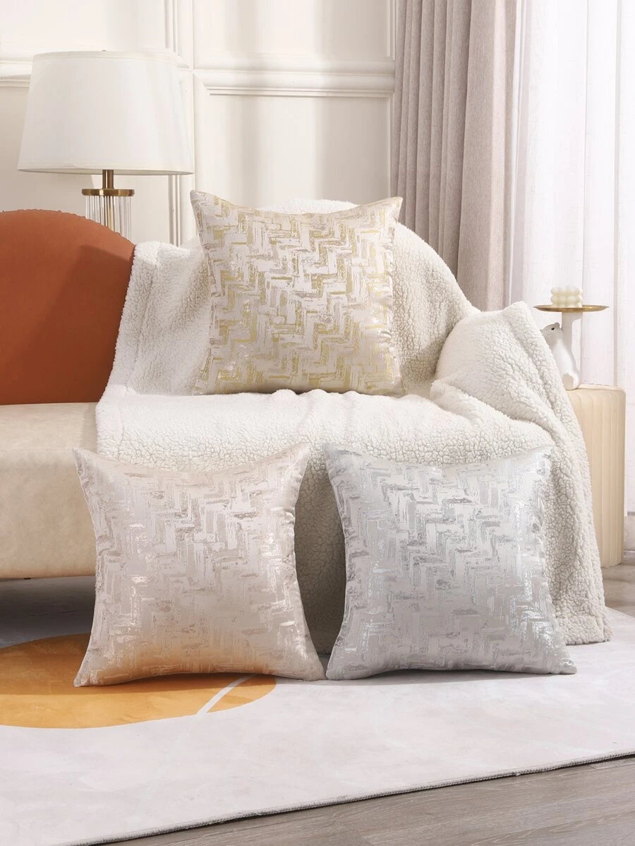 1 cái Vỏ gối Jacquard lụa hình học mô phỏng - Nhiều màu - Xem 1