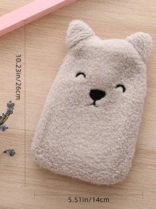 1 pieza Bolsa de agua caliente con diseño de oso de dibujos animados de peluche - Gris - Ver 2