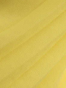 L'Amorae Simple Fashionable Neck Tie Pleated Dress, Suitable For Summer - Yellow - View 8