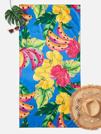 بطانية شاطئ مطبوعة بطبعة الموز والموضوعات الاستوائية الصيفية