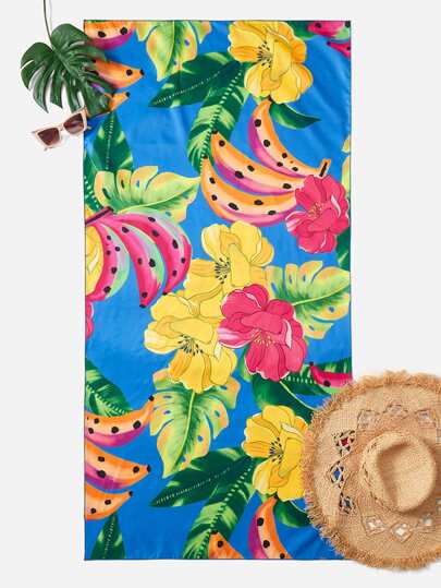 بطانية شاطئ مطبوعة بطبعة الموز والموضوعات الاستوائية الصيفية