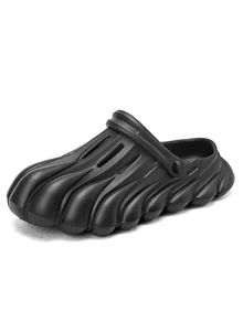Men Cut Out Slingback Vent Clogs - Black - View 3