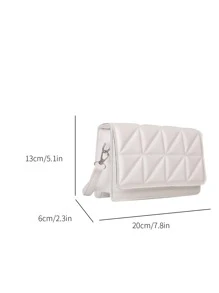 Lightweight,Business Casual Mini Solid Color Quilted Detail Flap Square Shoulder Bag,Plaid Design Crossbody Bag, Simple Purse With Adjustable Strap For Teen Girls Women College Students,Rookies & White-Collar Workers Perfect For Office,College,Work,Business,Commute,Outdoors, Travel, Outings