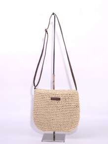 Patch Detail Straw Bag - Beige - View 1