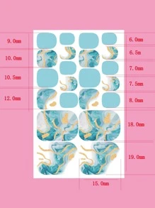 1sheet Marble Print Toenail Art Sticker & 1pc Toenail File - Multicolor - View 3