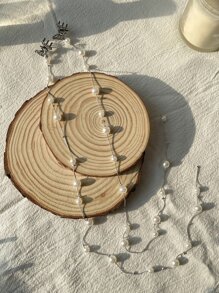 DAZY 2 件仿珍珠装饰发夹优雅头饰发链头饰饰品发藤链