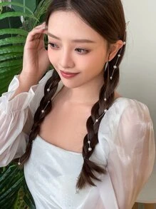 DAZY 2 件仿珍珠装饰发夹优雅头饰发链头饰饰品发藤链