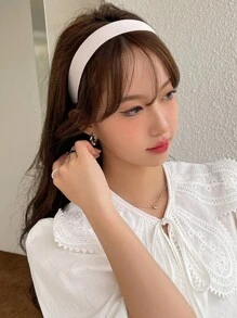 DAZY 1 件粉色纯色宽头带，经典外观，优雅，适合休闲和日常使用发带发箍 - 藕粉色 - 查看 4